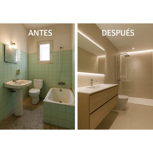 Antes y después de reformas en baños